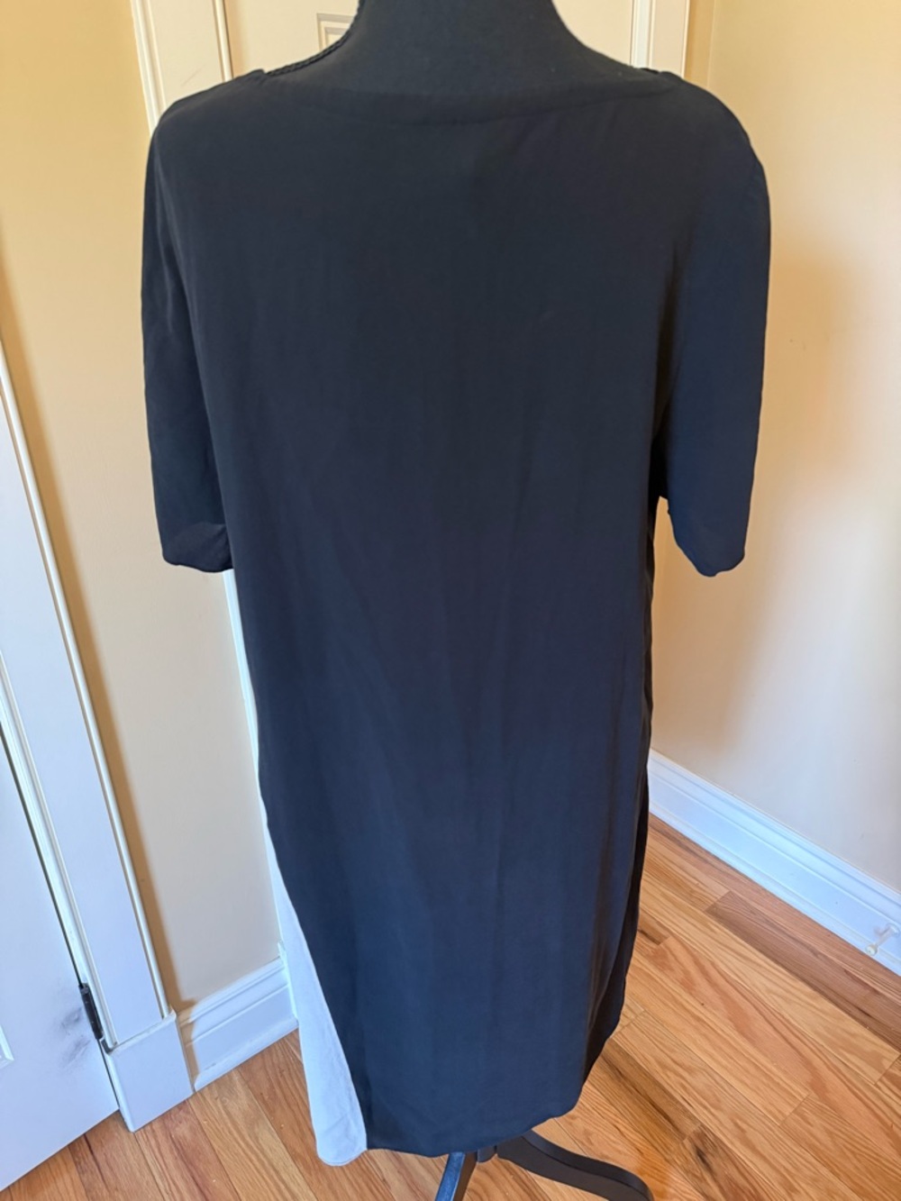 Eileen Fisher Silk Dress Georgette Crepe Shift Colorblock Lagenlook Women’s Sz M - Picture 5 of 13